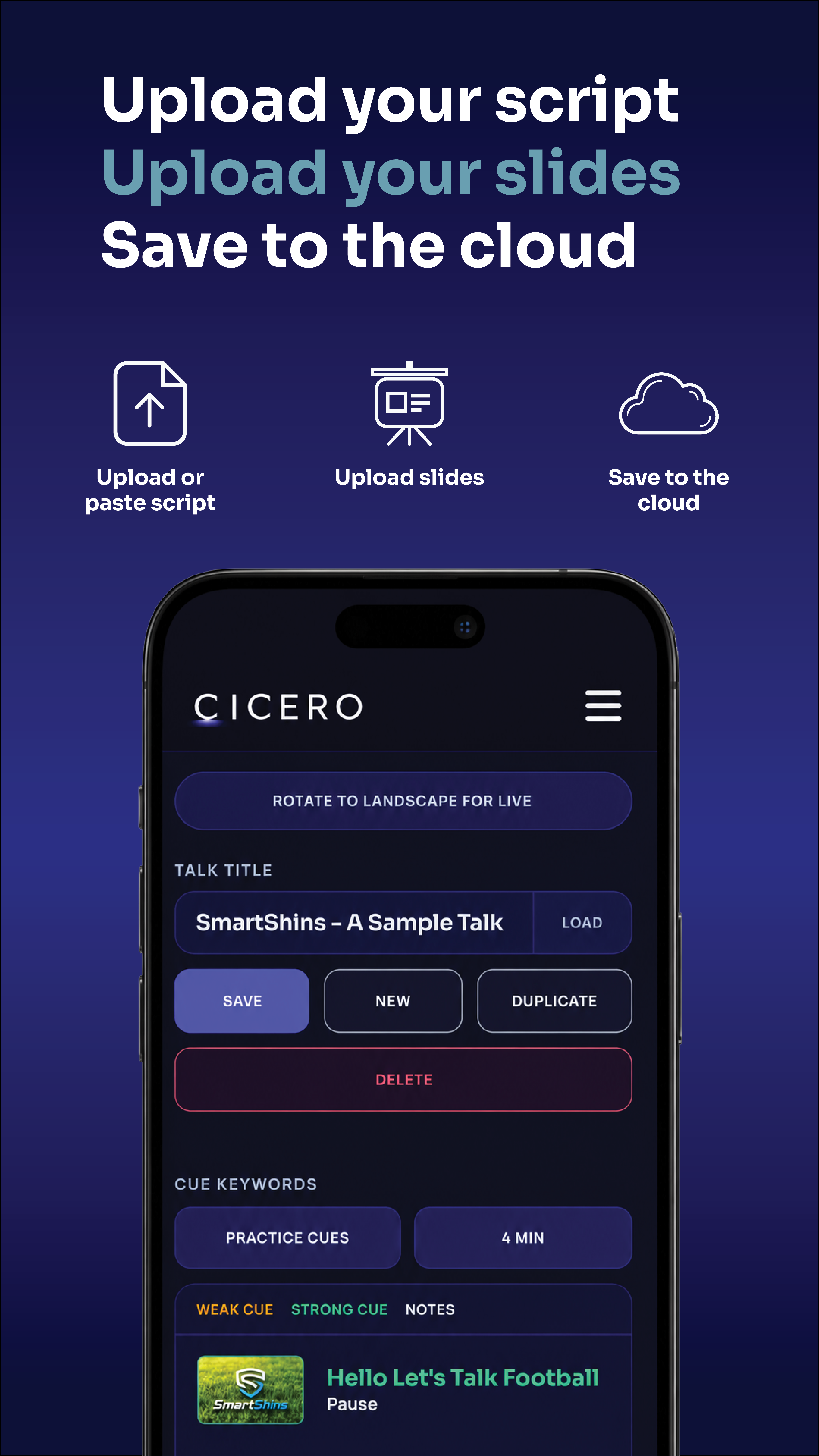 Cicero app: save and prepare your talk